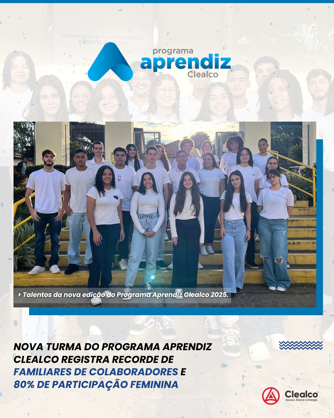 Nova turma do Programa Aprendiz Clealco registra recorde de familiares de colaboradores e 80% de participação feminina